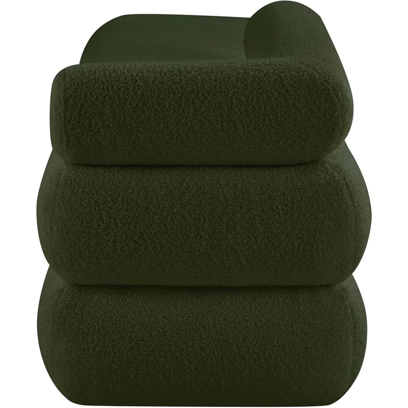 Meridian Furniture Kennedy Green Faux Shearling Teddy Fabric Bench