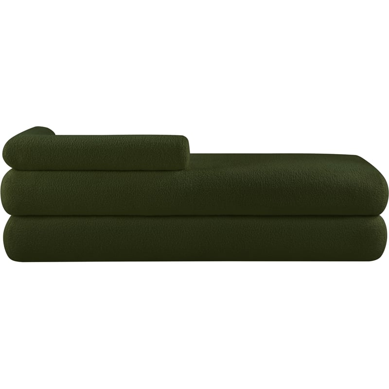 Meridian Furniture Kennedy Green Faux Shearling Teddy Fabric Bench