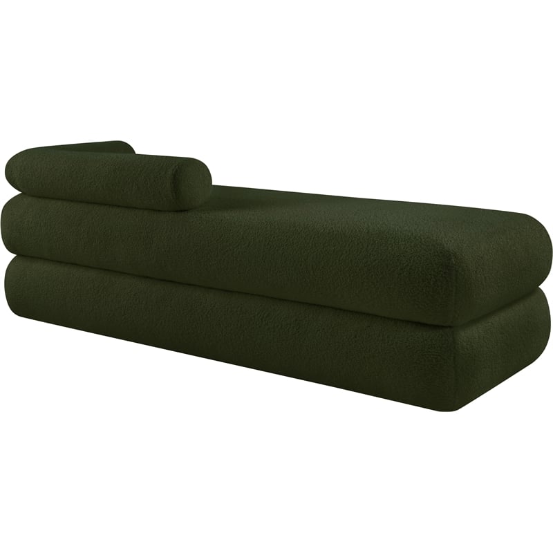 Meridian Furniture Kennedy Green Faux Shearling Teddy Fabric Bench
