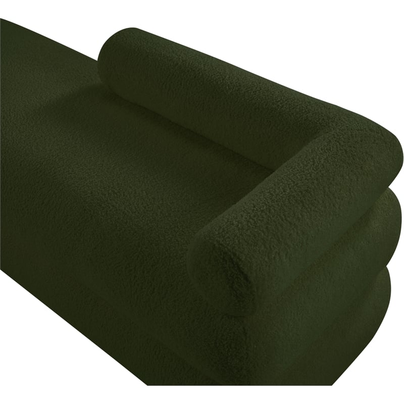 Meridian Furniture Kennedy Green Faux Shearling Teddy Fabric Bench