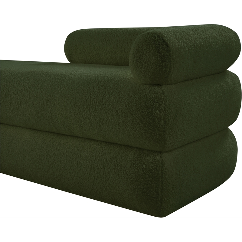 Meridian Furniture Kennedy Green Faux Shearling Teddy Fabric Bench