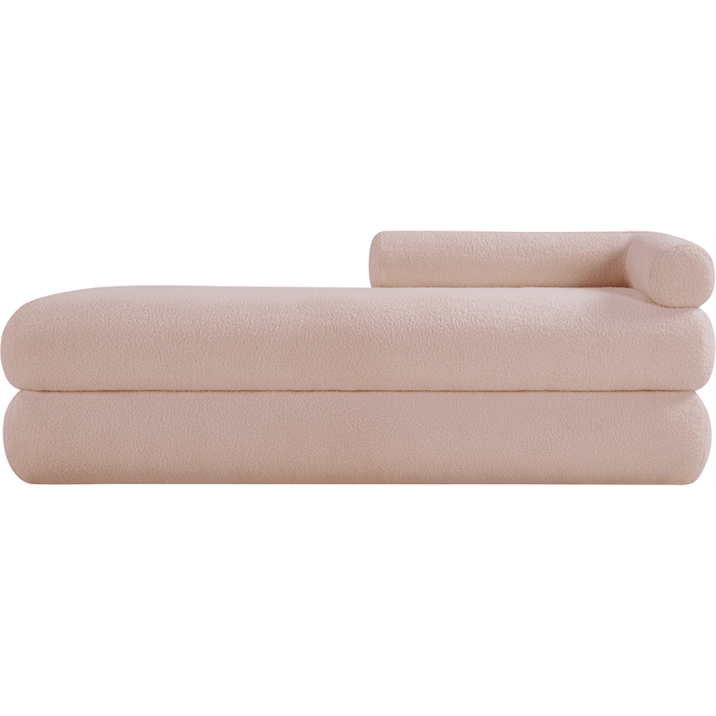 Meridian Furniture Kennedy Pink Faux Shearling Teddy Fabric Bench