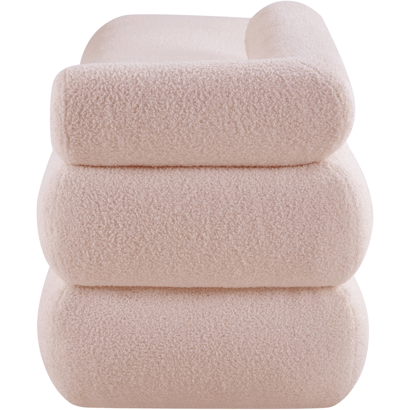 Meridian Furniture Kennedy Pink Faux Shearling Teddy Fabric Bench