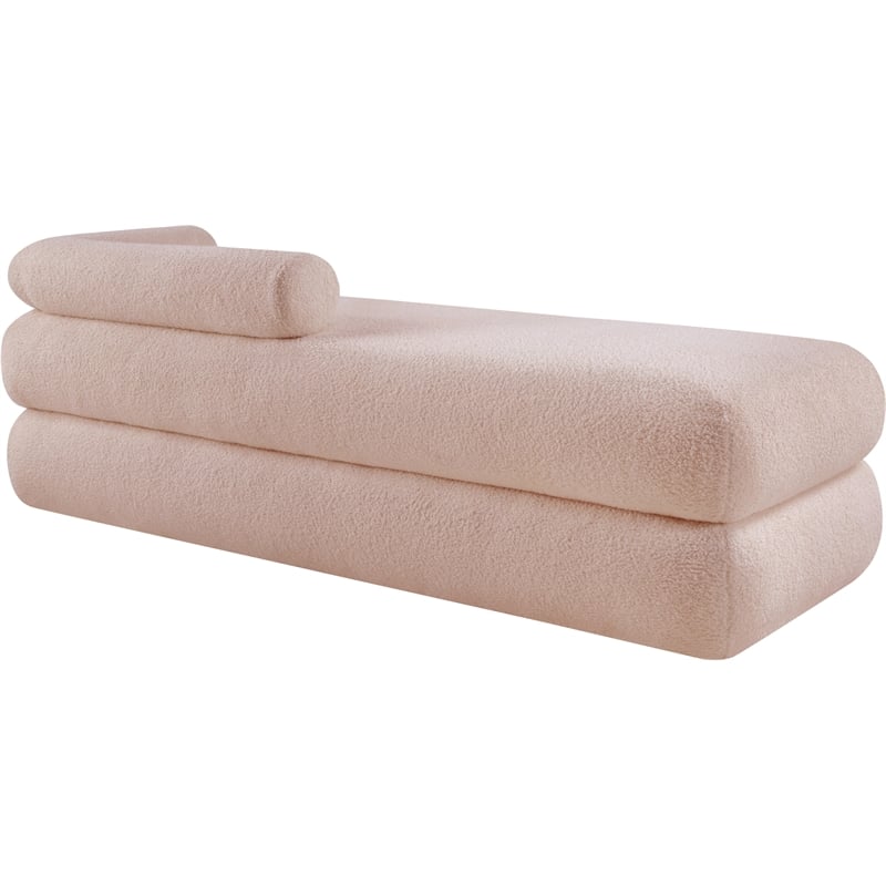 Meridian Furniture Kennedy Pink Faux Shearling Teddy Fabric Bench