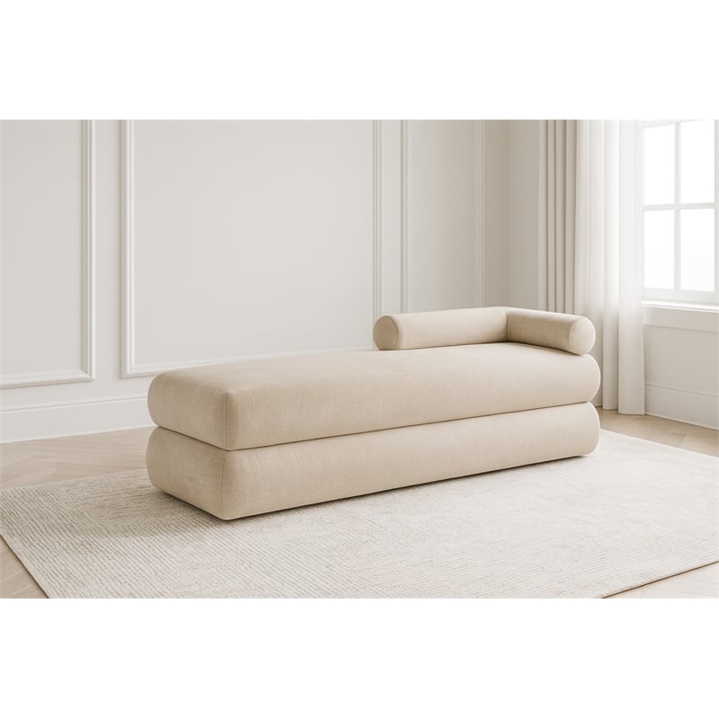 Meridian Furniture Kennedy Beige Chenille Fabric Bench