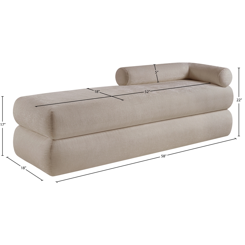 Meridian Furniture Kennedy Beige Chenille Fabric Bench