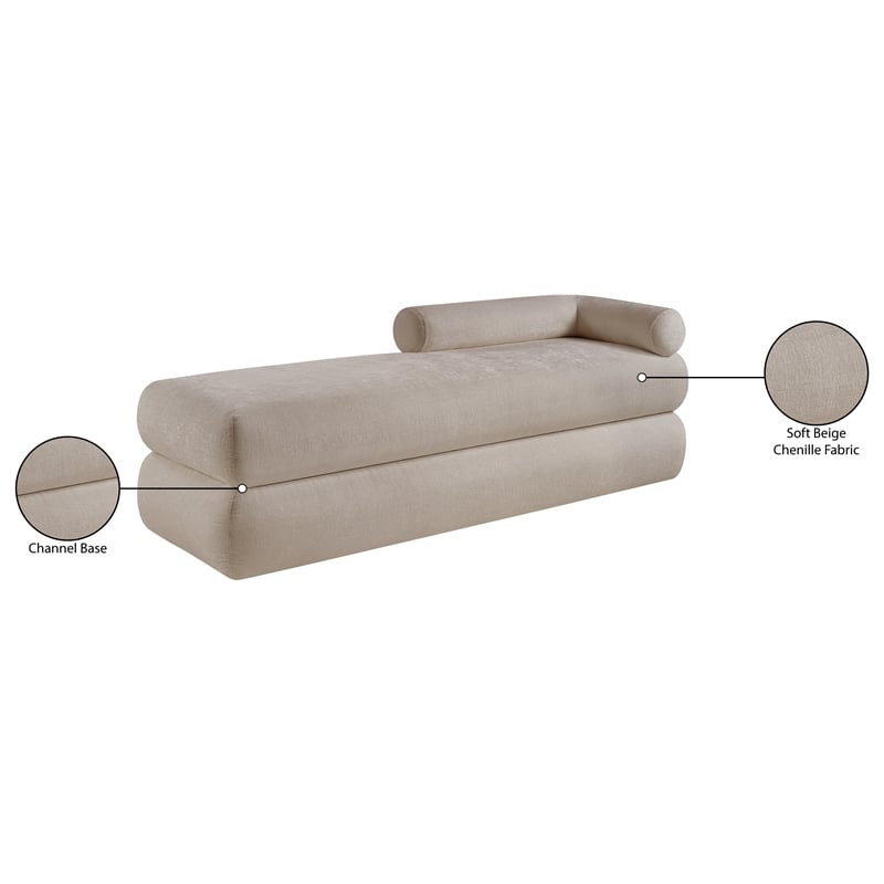 Meridian Furniture Kennedy Beige Chenille Fabric Bench