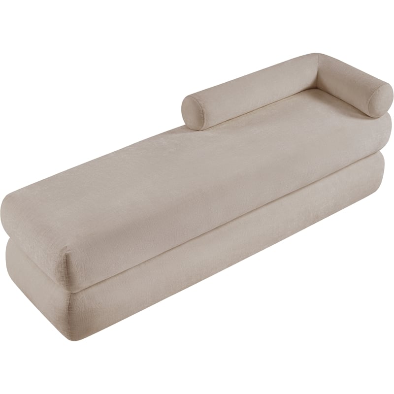 Meridian Furniture Kennedy Beige Chenille Fabric Bench