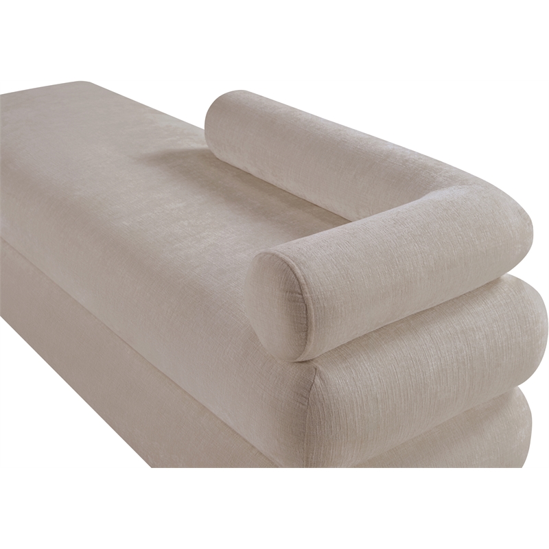 Meridian Furniture Kennedy Beige Chenille Fabric Bench