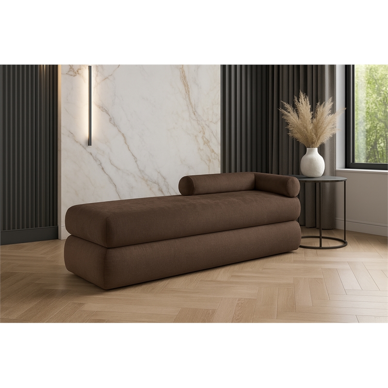 Meridian Furniture Kennedy Brown Chenille Fabric Bench