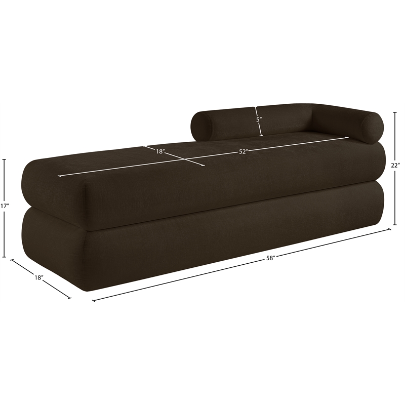 Meridian Furniture Kennedy Brown Chenille Fabric Bench