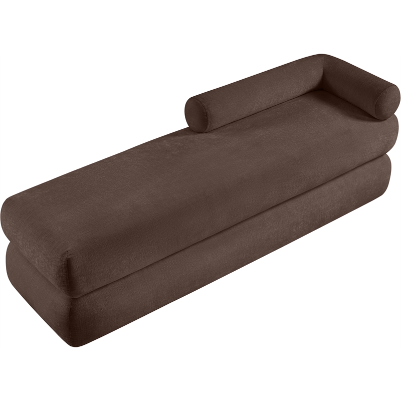 Meridian Furniture Kennedy Brown Chenille Fabric Bench