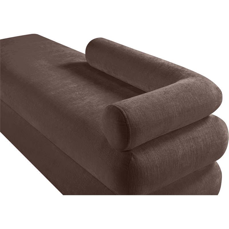 Meridian Furniture Kennedy Brown Chenille Fabric Bench