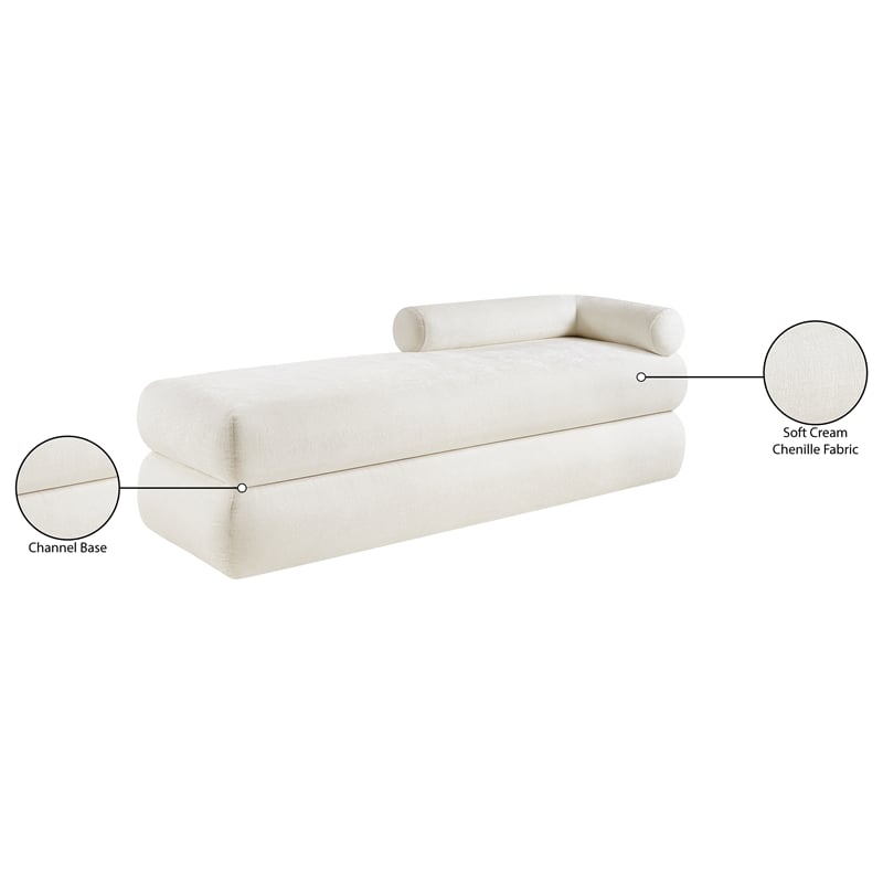 Meridian Furniture Kennedy Cream Chenille Fabric Bench