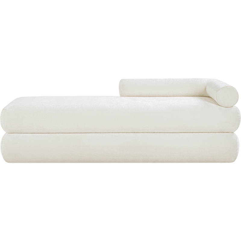 Meridian Furniture Kennedy Cream Chenille Fabric Bench