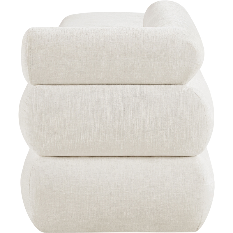 Meridian Furniture Kennedy Cream Chenille Fabric Bench