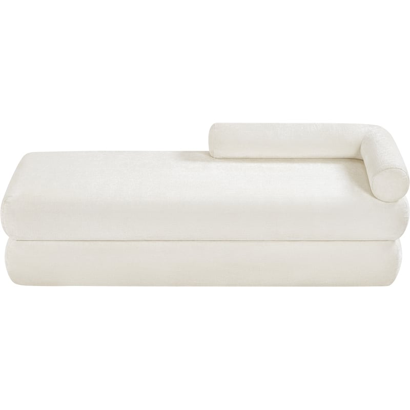 Meridian Furniture Kennedy Cream Chenille Fabric Bench