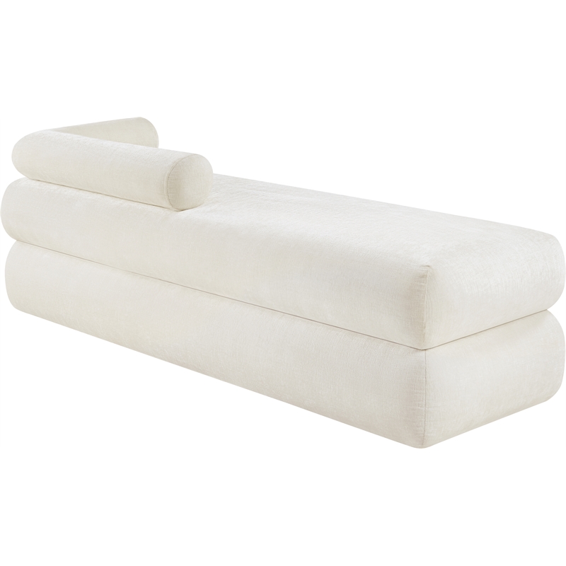 Meridian Furniture Kennedy Cream Chenille Fabric Bench