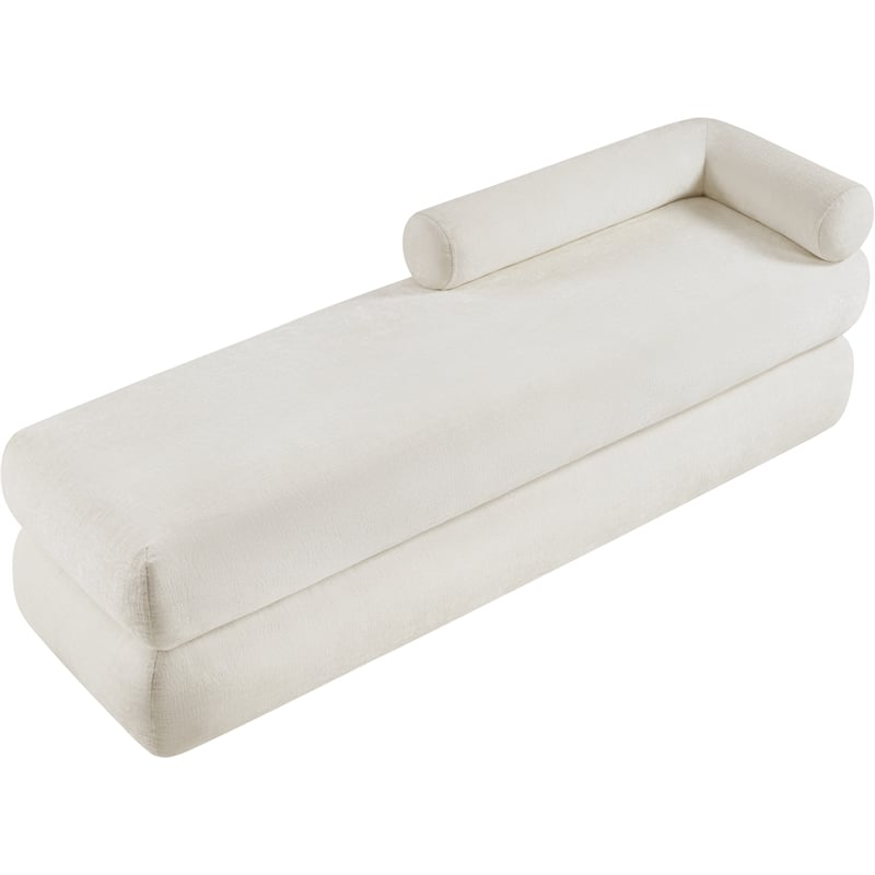 Meridian Furniture Kennedy Cream Chenille Fabric Bench