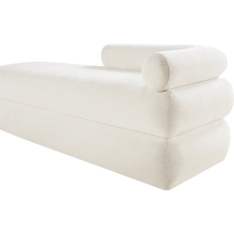 Meridian Furniture Kennedy Cream Chenille Fabric Bench