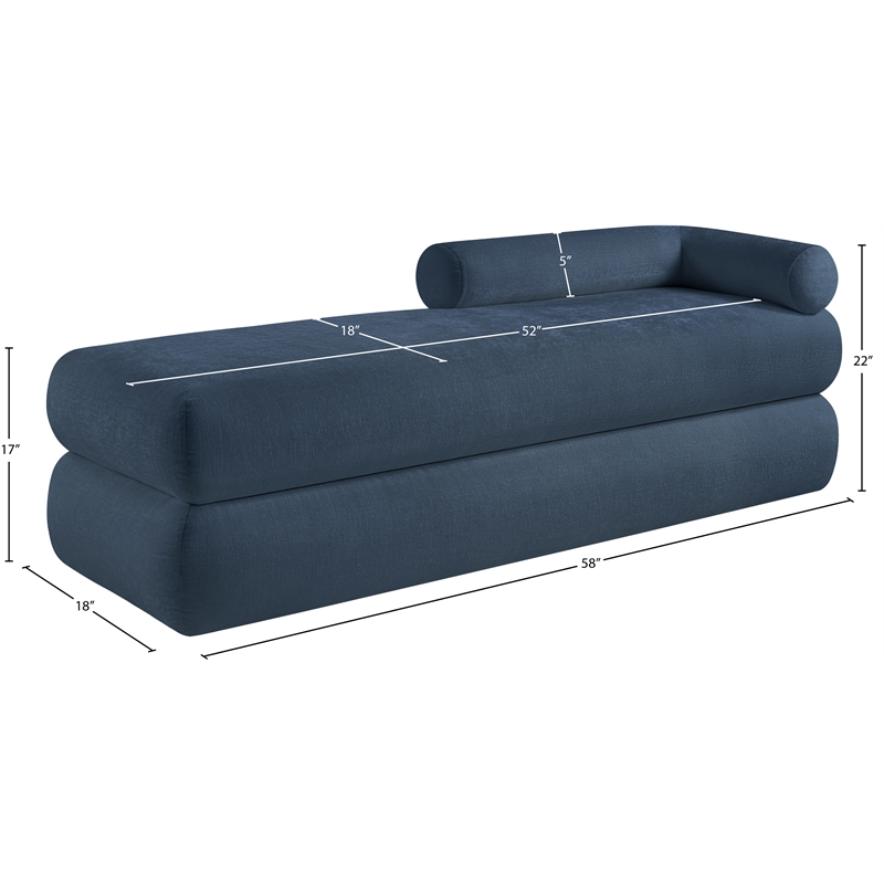 Meridian Furniture Kennedy Light Blue Chenille Fabric Bench