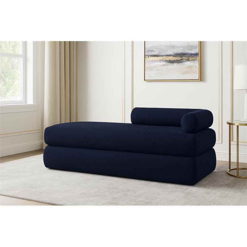 Meridian Furniture Kennedy Navy Chenille Fabric Bench