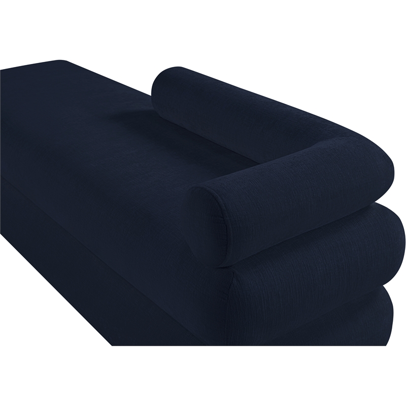 Meridian Furniture Kennedy Navy Chenille Fabric Bench