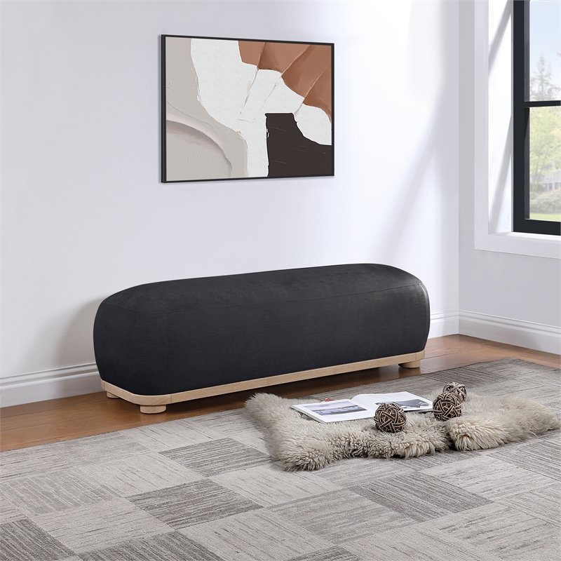 Meridian Furniture Calum Black Chenille Fabric Bench