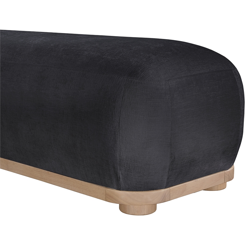 Meridian Furniture Calum Black Chenille Fabric Bench