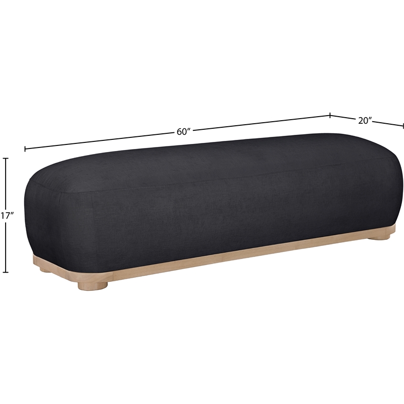 Meridian Furniture Calum Black Chenille Fabric Bench