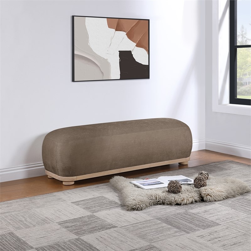 Meridian Furniture Calum Brown Chenille Fabric Bench