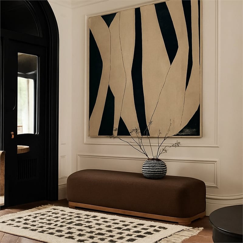 Meridian Furniture Calum Brown Chenille Fabric Bench