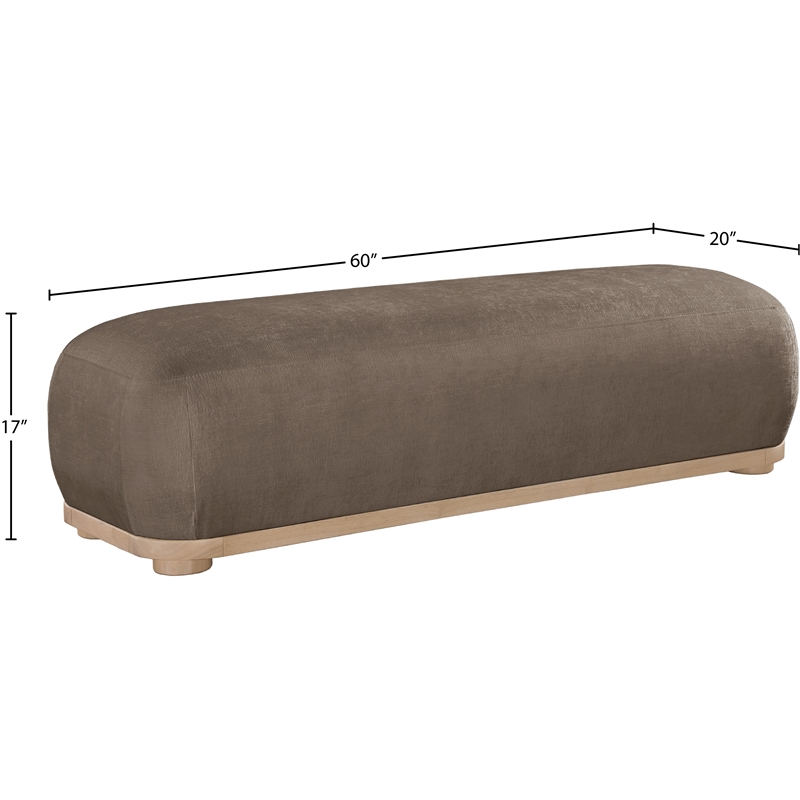 Meridian Furniture Calum Brown Chenille Fabric Bench