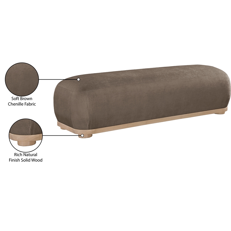 Meridian Furniture Calum Brown Chenille Fabric Bench