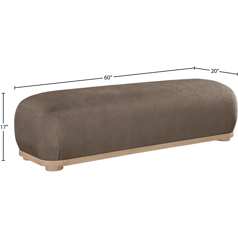 Meridian Furniture Calum Brown Chenille Fabric Bench