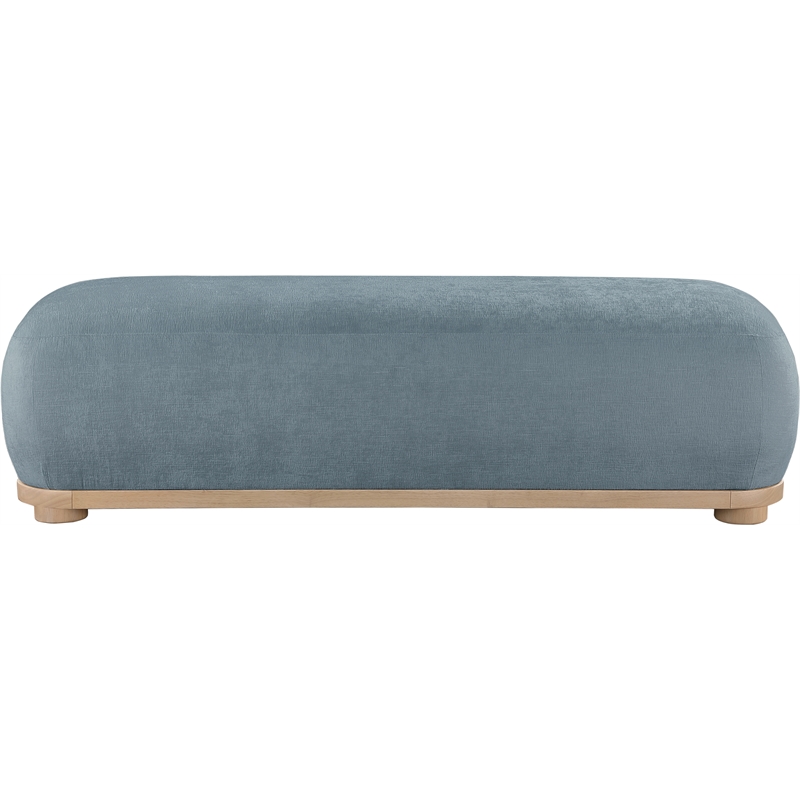 Meridian Furniture Calum Light Blue Chenille Fabric Bench