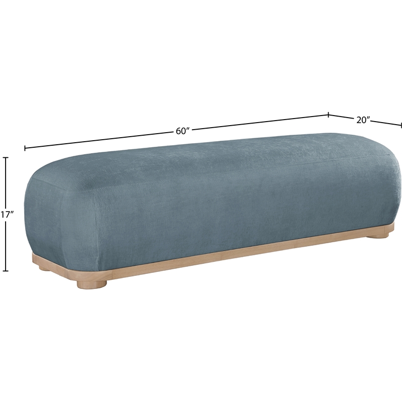Meridian Furniture Calum Light Blue Chenille Fabric Bench