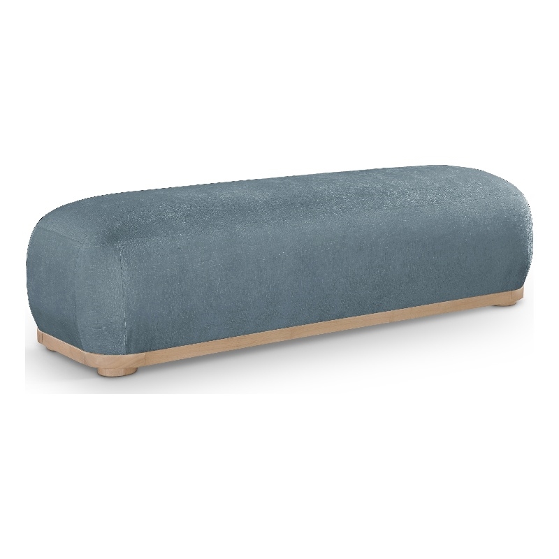 Meridian Furniture Calum Light Blue Chenille Fabric Bench
