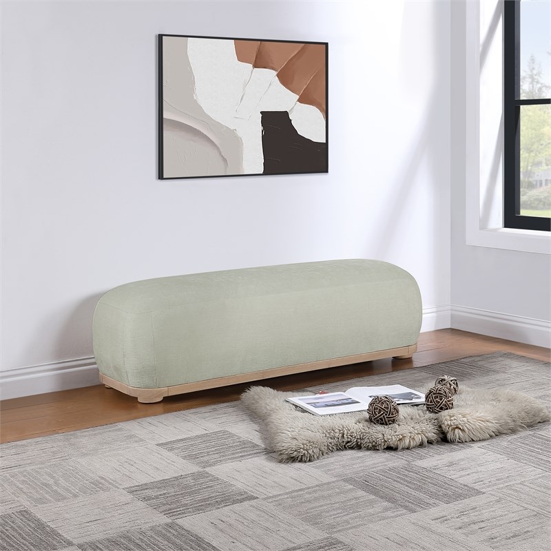 Meridian Furniture Calum Mint Chenille Fabric Bench