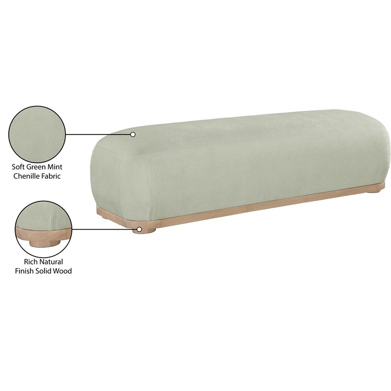 Meridian Furniture Calum Mint Chenille Fabric Bench