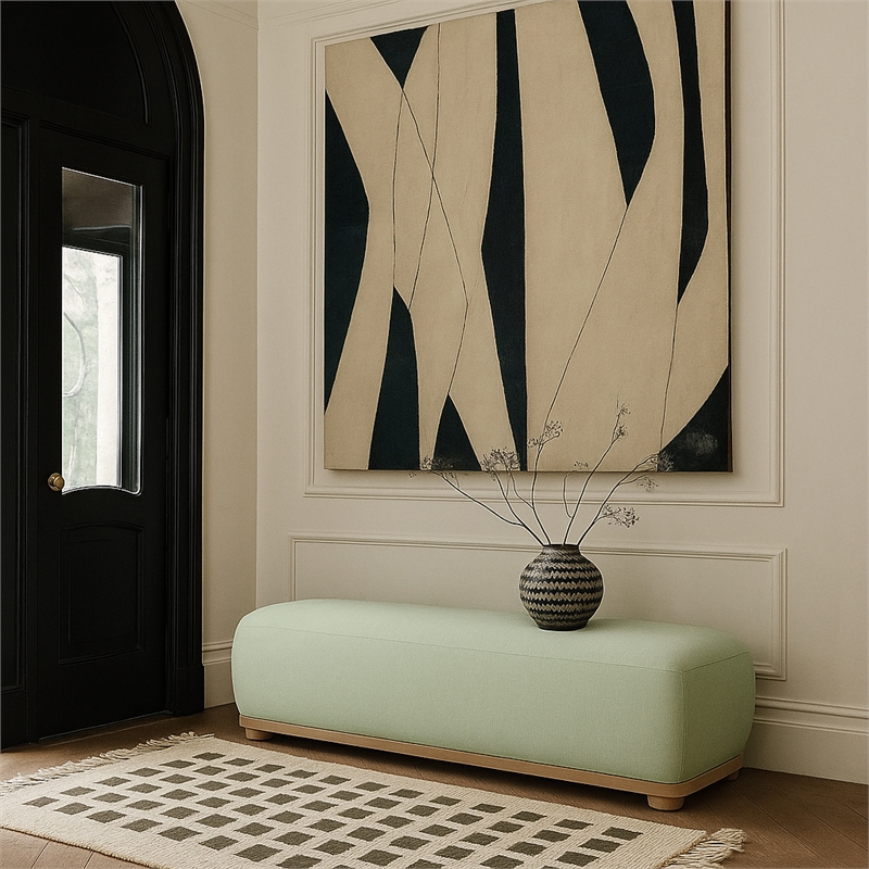 Meridian Furniture Calum Mint Chenille Fabric Bench