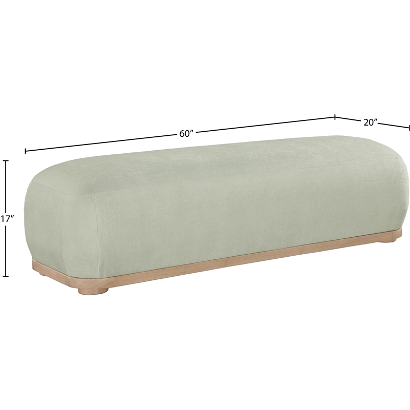 Meridian Furniture Calum Mint Chenille Fabric Bench