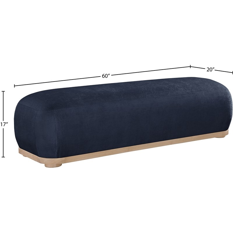 Meridian Furniture Calum Navy Chenille Fabric Bench