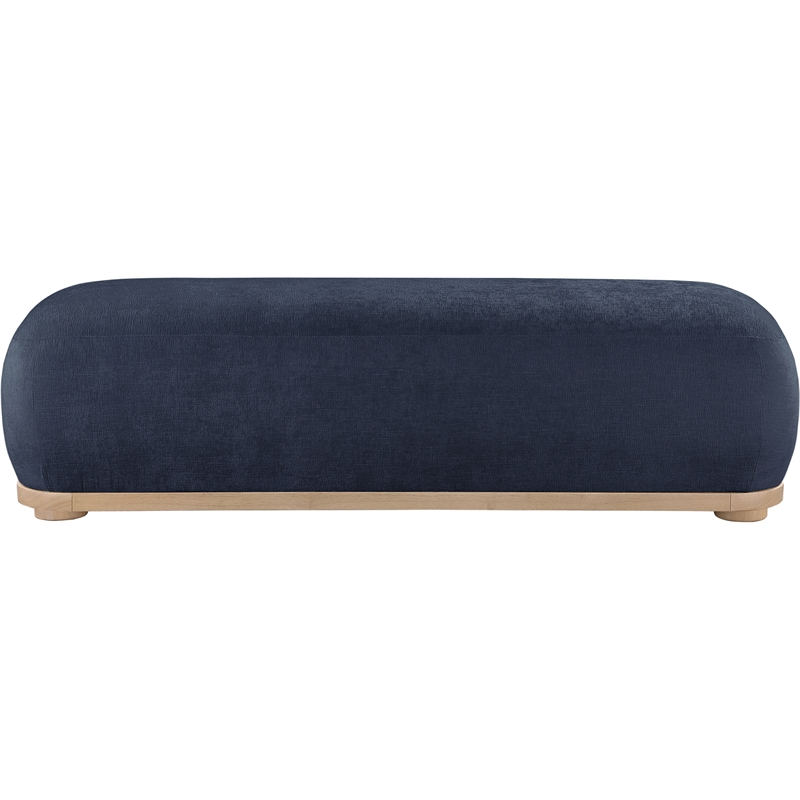 Meridian Furniture Calum Navy Chenille Fabric Bench