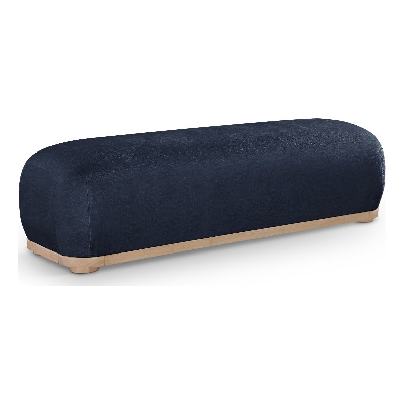 Meridian Furniture Calum Navy Chenille Fabric Bench