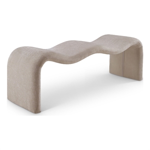 Meridian Furniture Willow Beige Chenille Fabric Bench