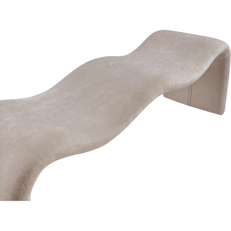 Meridian Furniture Willow Beige Chenille Fabric Bench