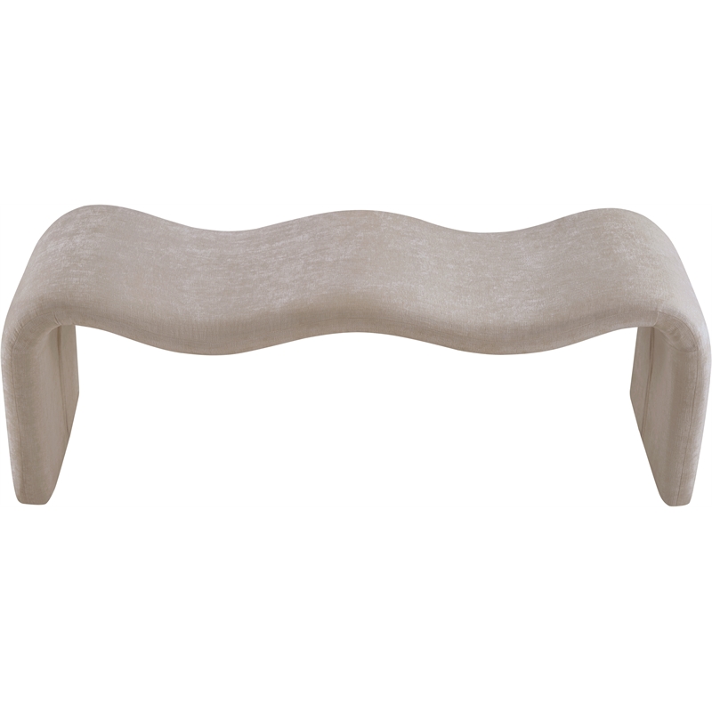 Meridian Furniture Willow Beige Chenille Fabric Bench