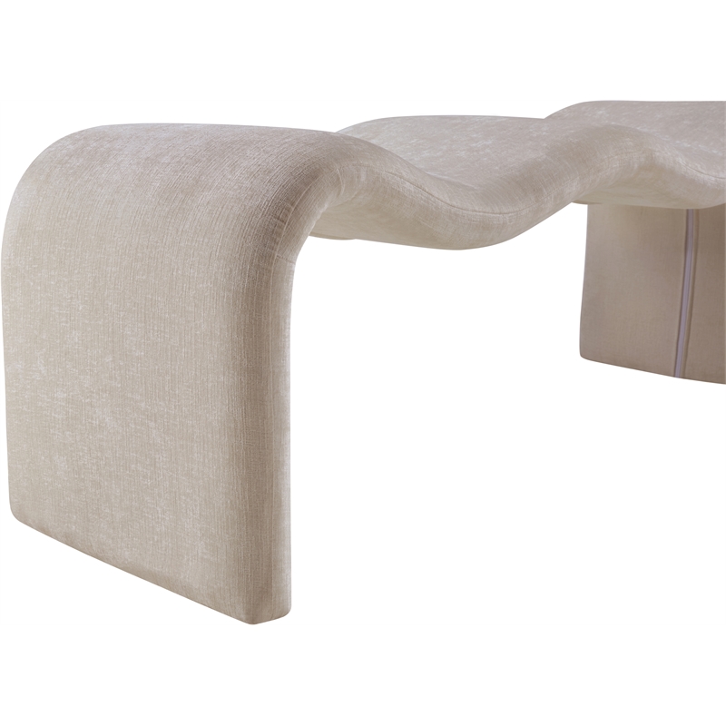 Meridian Furniture Willow Beige Chenille Fabric Bench