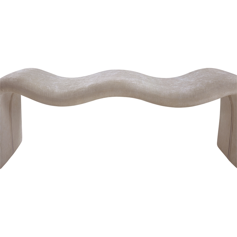Meridian Furniture Willow Beige Chenille Fabric Bench